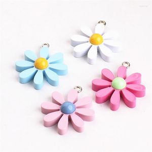 Collares colgantes 10 Uds. 30 Uds. Cabujón plano de resina, dijes de flores de primavera, hallazgos de joyería DIY, adornos, colgantes de collar de flores