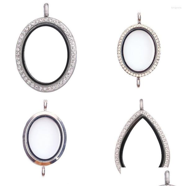 Collares colgantes 10 unids Aleación Cristal Geométrico Vidrio Po Oval Flotante Locket Memoria viva Joyería hecha a mano Drop Entrega Colgantes DHZBO