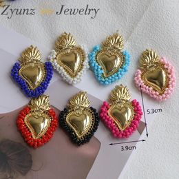 Pendentif Colliers 10pcs Bohème Charms Coeur 39x53mm Pendentifs colorés Faire DIY Collier fait main Trouver des bijoux