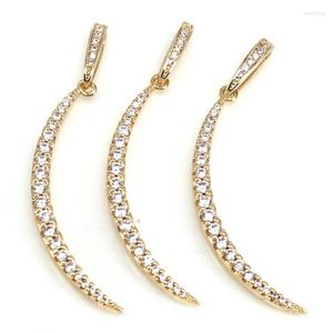 Collares pendientes 10 piezas Clear CZ Micro Pave Thin Crescent Moon en forma de oro plateado