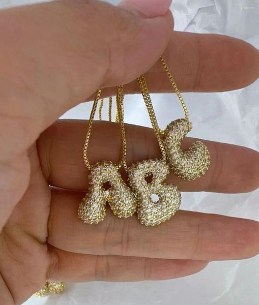 Colliers pendants 10pcs mode 18 km plaqué en laiton micro pave zircon ballon alphabet lettre initiale collier vintage bijoux hip hop