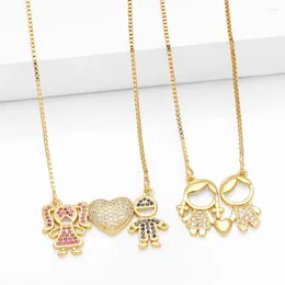 Collares colgantes 10 unids Moda Hermosa 18k Joyería chapada en oro Niños Niñas Collar de corazón Cadena de regalo de mujer Figura de fiesta