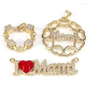 Colliers pendants 10pcs Gold Color Cz Crystal Round Heart Shape Pendants Pendants maman Charmes à la mode