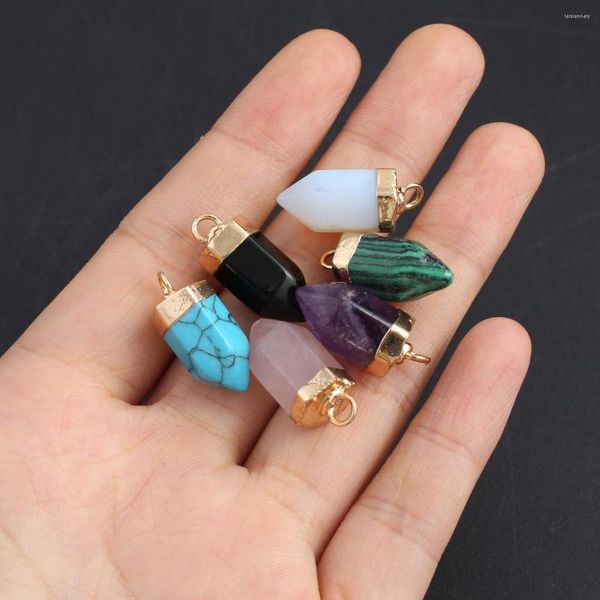 Pendentif Colliers 10pcs hexagonale pierre naturelle améthystes rose quartz malachite opale agate bijoux faisant bricolage collier boucles d'oreilles accessoire