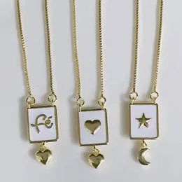 Collares colgantes 10 Uds. Colgantes de esmalte de latón chapado en oro de último diseño, collar, joyería, corazón, estrella, encanto religioso de esmalte blanco para mujer