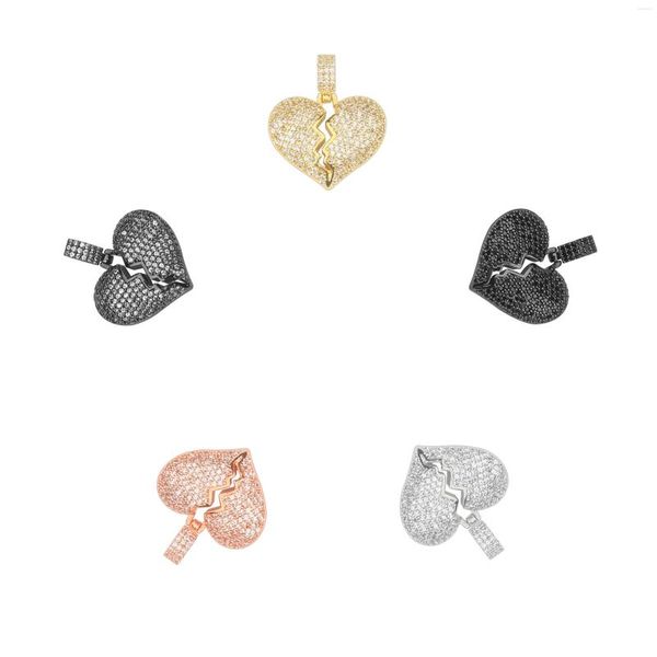 Pendentifs colliers 10 pièces/lot CZ cristal coeur brisé breloques pendentifs pour femmes bijoux à bricoler soi-même faisant des résultats fournitures en gros