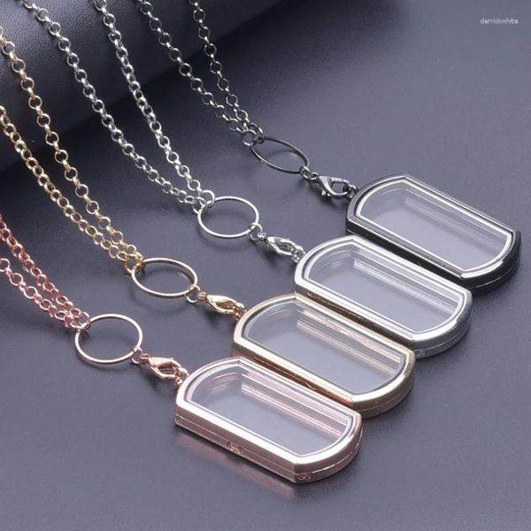 Pendentif Colliers 10pcs / lot Dog Tag Cendres Verre Urne Médaillon Crémation Personnalisé Rectangle Vivant Relicario Collares Bijoux