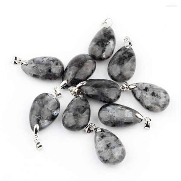 Pendant Necklaces 10 pièces/lot Labradorite pierre naturelle goutte d'eau pendentifs point bleu pendule cristal Chakra guérison Reiki perles pochette gratuite