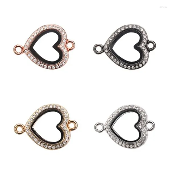 Collares colgantes 10 unids / lote Color de mezcla Lindo Corazón Vidrio Living Po Locket para la imagen de la memoria Relicario Pulsera Joyería a granel