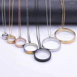 Pendentif Colliers 10pcs / lot médaillon flottant rond en acier inoxydable 10-40mm porte-monnaie en verre médaillon colliers bijoux