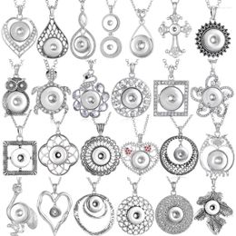 Pendentif Colliers 10pcs / lot Gros Snap Bouton Collier Hibou Fleur Coeur Rond 18mm Boutons Bijoux