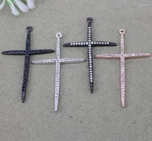 Pendentif Colliers 10pcs Métal Cuivre Micro Pave CZ Croix Perles Zircone Cubique pour la fabrication de bijoux