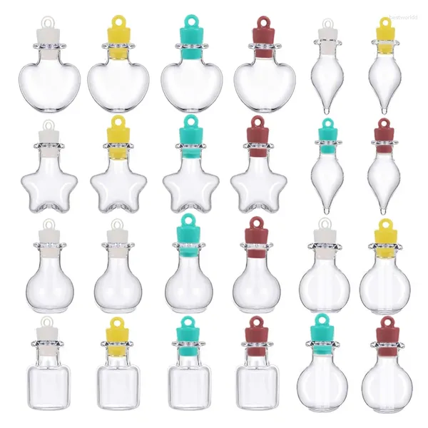 Pendentif Colliers 10pcs Mini verre vide souhaitant des bouteilles minuscules pots flacons avec bouchons en caoutchouc pour bricolage comme collier