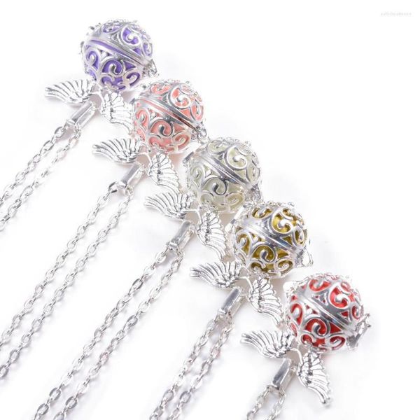 Collares pendientes 10 Unids Mezcla Surtido de Colores Bola de Embarazo Jaula de Sonido Medallón Para Futuras Madres Con Cadena de 72 cm