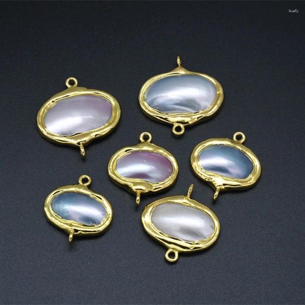 Colliers de pendentif 10pcs Couleur mélangée Natuarl Mabe Pearl Double côté cercle 18k Placage or Pendants Pendants pour les femmes de luxe