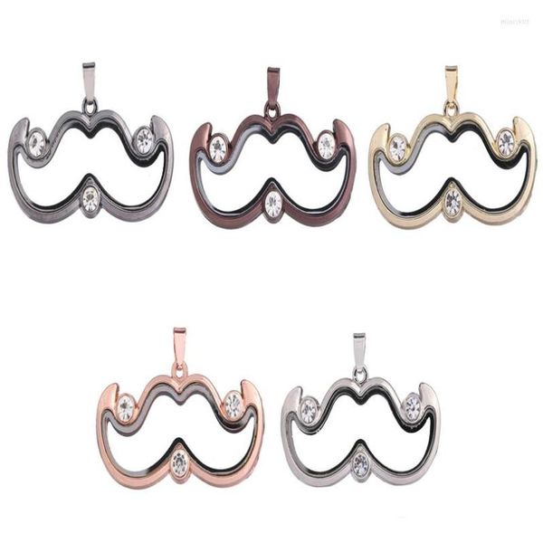 Pendentif Colliers 10 PCS Moustache Coin Strass Flottant Médaillon Alliage Charmes Fabrication de Bijoux Collier Porte-clés Pour Femmes Hommes