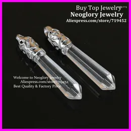 Colliers de pendentif 10pcs Natural Clear Crystal Quartz Long Wand Pendule Point de guérison puissant Chakra Reiki 60 mmx10 mm