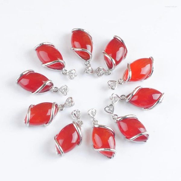 Pendentif colliers 10 pièces naturel rouge Agate pierre cheval oeil forme pendentifs pour collier femmes exquis clavicule dîner accessoires de fête