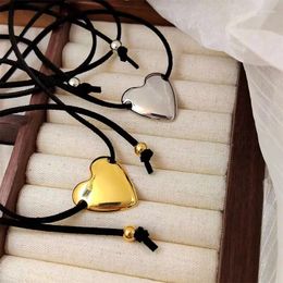 Pendentif Colliers 10pcs jolie fille femmes mode amour coeur forme réglable tissage cordon noué à lacets collier chaîne collier bijoux