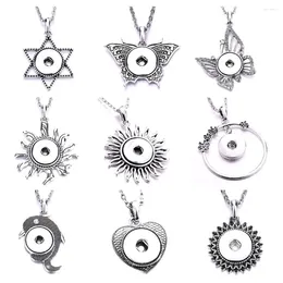 Pendentif Colliers 10pcs Rétro Sun Moon Snap Bouton Collier Bijoux Vintage Métal Coeur Dauphin