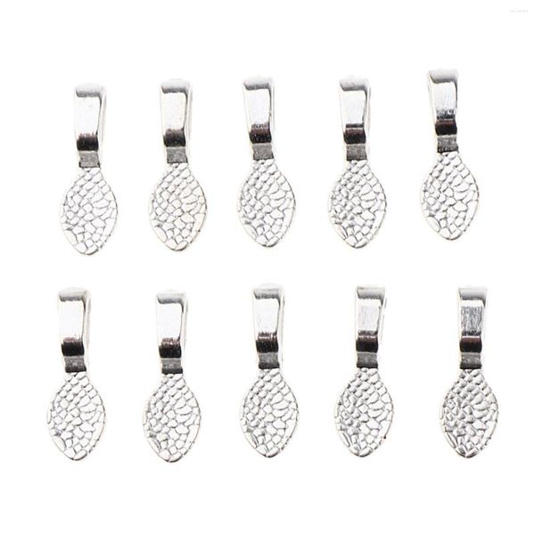 Pendentif Colliers 10pcs Argent Plaqué Colle-sur Plat Pad Bails Charme Pendentifs Pour La Fabrication De Bijoux