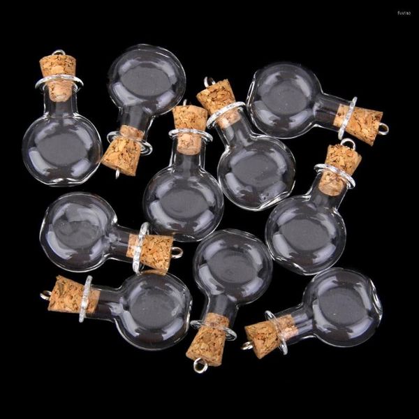 Pendentif Colliers 10 Pcs Petites Bouteilles En Verre Vides Wish Charms Fioles Avec Bouchons Pour Collier Bracelet Fabrication - Ornements Suspendus