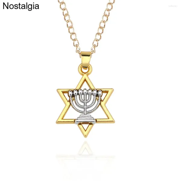 Colliers de pendentif 10pcs Star de David Menorah Jewish Jewish Pendants Womens Mens Judaica Hebrew Israel Faith Lamp Hanukkah Wholesale