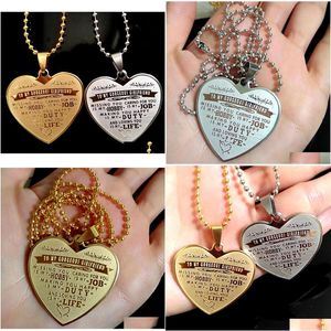 Pendentif Colliers 10pcs à ma petite amie Charme Beautif Collier en forme de coeur en acier inoxydable Dog Tag Lovers Cadeau Anniversaire D Dhgarden Dhnf2