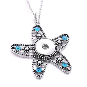 Pendentif Colliers 10pcs Style Vintage Starfish Snap Bouton Collier 18mm Étoile En Métal Boutons Boutons Pour Femmes Bijoux Cadeau