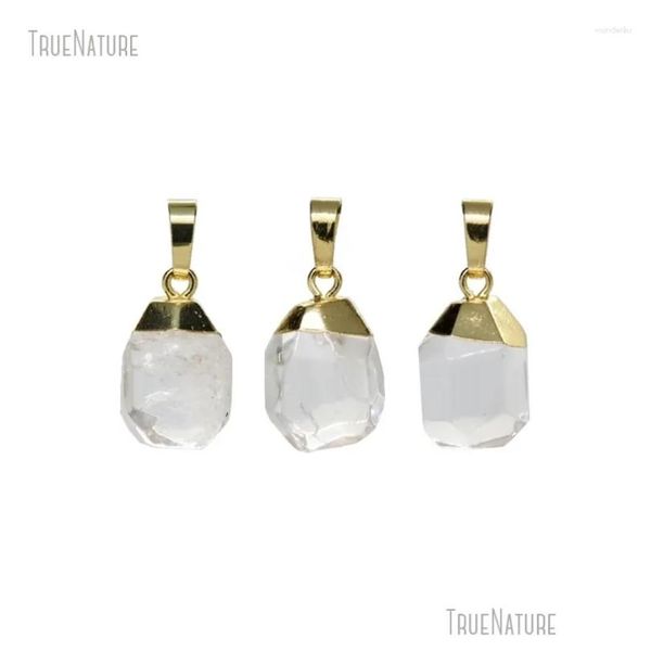 Pendentif Colliers 10pcs en gros gros bijoux en forme de larme couleur or à facettes cristal clair livraison pendentifs otjqq