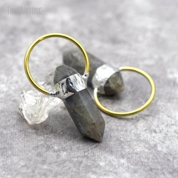 Pendentif Colliers 10pcs en gros facettes étain gris pierre de lune Labradorite soudé prismes hexagonaux point bijoux faits à la main PM30608