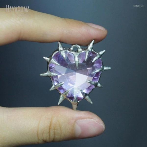 Collares colgantes 10pcs regalo al por mayor para sus joyas hechas a mano Soldadura de la forma del corazón Punto de vidrio púrpura Cristal de vidrio PM50138