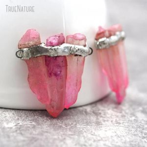 Collares colgantes 10 unids al por mayor joyería hecha a mano soldada graduada forma libre irregular facetado rosa estaño claro cristal PM29775