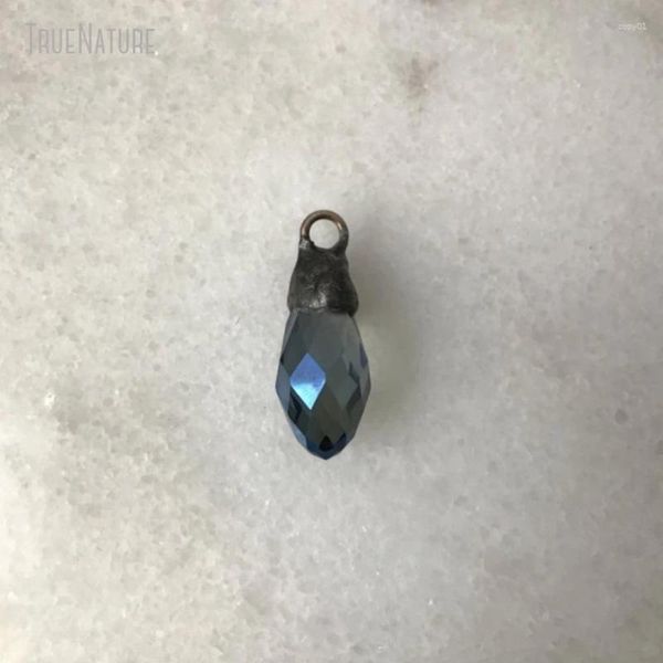Pendentif Colliers 10pcs gros bijoux forme de larme étain verre cristal goutte bleu ab finition top soudé à la main PM35606