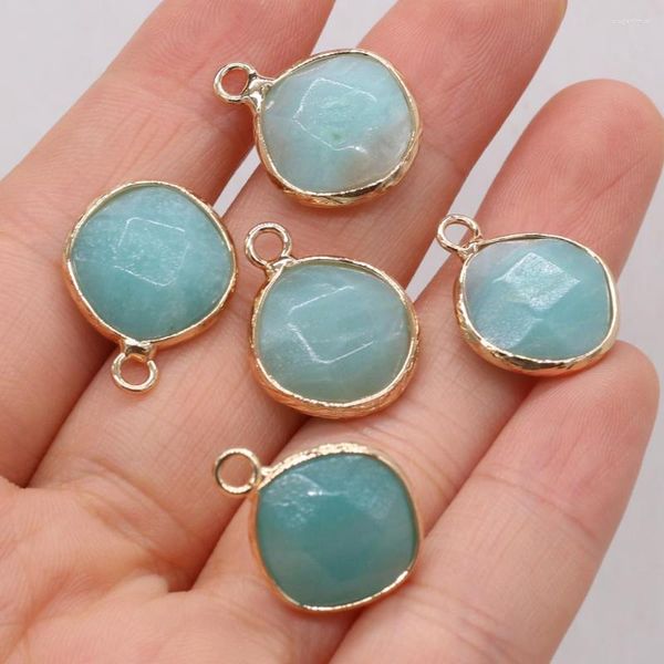 Pendentif Colliers 10 PCS En Gros Pierre Naturelle Amazonite Irrégulière Ronde À Facettes Faire DIY Collier Bracelet Bijoux Cadeau