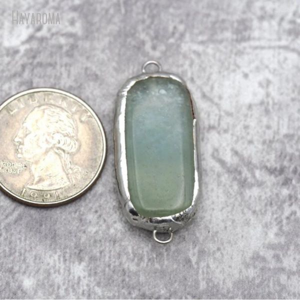 Pendentif Colliers 10pcs en gros étain amazonite connecteur oblong soudé à la main PC29586