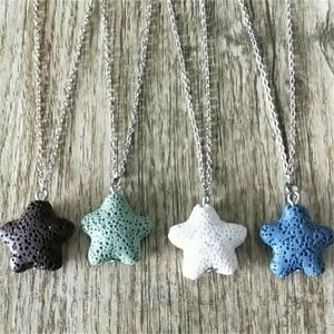 Hangende kettingen 11 kleuren zeester lava stenen etherische olieverder diffuser ketting sieraden rots