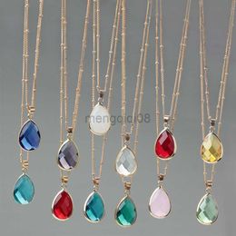 Pendentif Colliers 12 Couleurs Pierre De Naissance Pierre Naturelle Goutte D'eau Druzy Quartz Gem Cristal DIY Charme Femmes Bijoux Y23