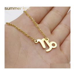 Pendentif Colliers 12 Constellation Collier Signe Du Zodiaque En Acier Inoxydable Or Cadeau D'anniversaire Pour Femmes Fille En Gros Bijoux Drop Del Otzhy