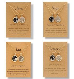Colliers pendants 12 Collier Constellation pour femmes Men Star Zodiac Signe Leo Libra Aries Wish Card Fashion Couple de bijoux 4551622