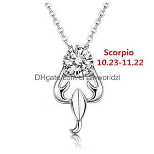 Colliers pendants 12 Constellation Zodiac Sign Collier Horoscope Zircon Bijoux en acier inoxydable GALAXY BIBLAT