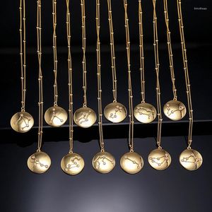 Hangende kettingen 12 sterrenbeelden ketting horoscoop astrologie sterrenverklaring voor vrouwen gotische sieraden ronde geometrisch