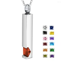 Pendentif Colliers 12 sortes Zircon Pierre de naissance Bijoux de crémation pour cendres Hommes Femmes Collier d'urne en acier inoxydable Memorial