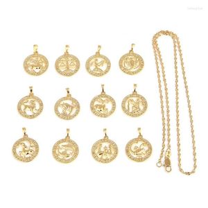 Hanger kettingen 12 pc's twaalf sterrenbeelden voor vrouwen meisje goud kleur trendy horoscoop star bord sieraden cadeau