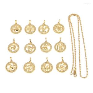 Collares pendientes 12 Uds doce constelaciones para mujer chica Color dorado horóscopo de moda signo de estrella regalo de joyería