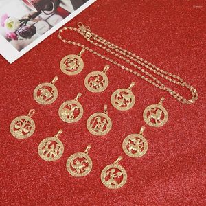 Hangende kettingen 12 pc's twaalf sterrenbeelden voor vrouwen meisje gouden kleur horoscoop star bord sieraden cadeau