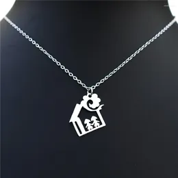 Hangerkettingen 12 stuks compacte familiehuisketting roestvrij staal ouders kinderen choker sieraden voor mannen vrouwen groothandel