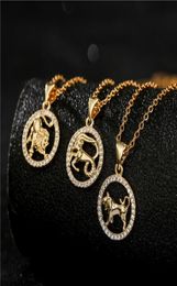 Colliers pendentifs 12 Lettre de zodiaque Constellations Collier de chaîne pour femmes hommes Aries Vierge Libra Scorpion Capricorne Aquarius Birthd1656399