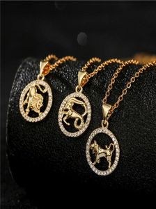 Pendentif Colliers 12 Zodiac Lettre Constellations Chaîne Collier pour Femmes Hommes Bélier Vierge Balance Scorpion Capricorne Verseau Birthd1052313