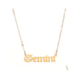 Collares colgantes 12 letras del zodíaco Acero inoxidable Antiguo Inglés Escorpio Aries Tauro Géminis Cáncer Leo Gargantilla Horóscopo Signos Neckla Otlox